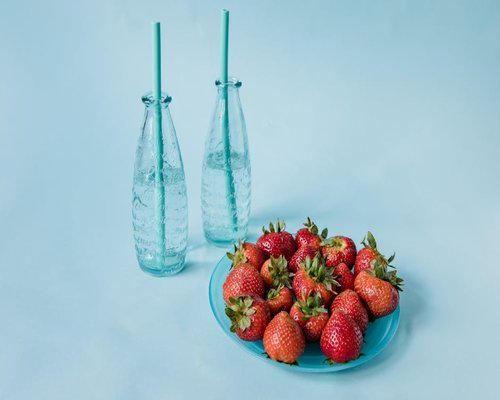 Fresh fruits and water bottle